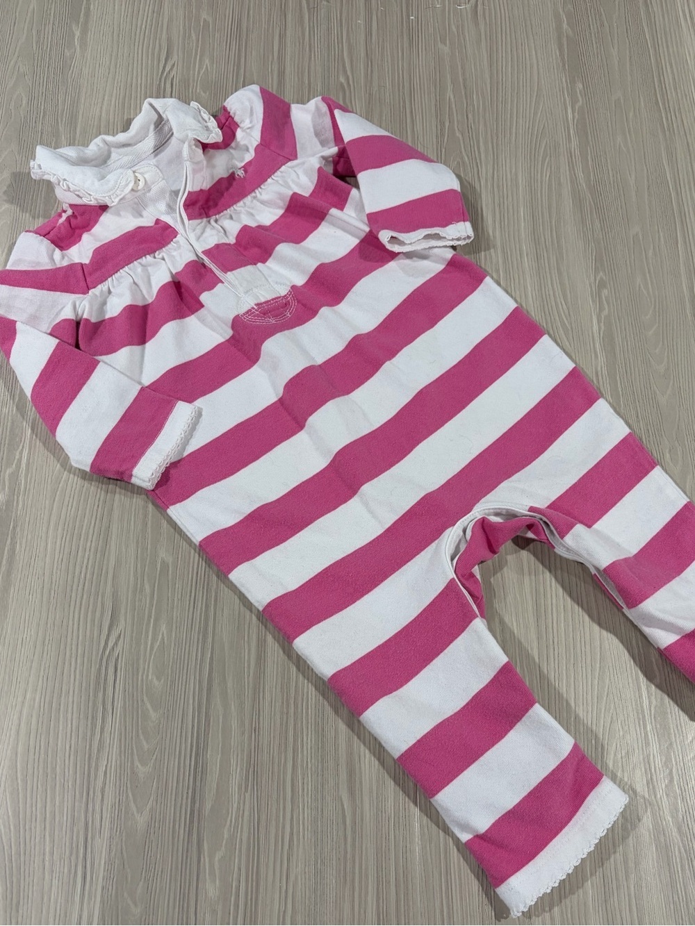 7/$20 Ralph Lauren Baby Pink and White Striped Baby One-Piece 100% Cotton